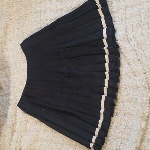 Vintage 90s DKNY jeans aline pleated skirt linen black w/cream stripe small